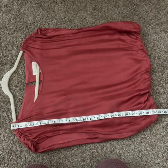 By Anthropologie Silky Boatneck Blouse Top Pink M Bubble Hem Elegant Classy EUC - Picture 5 of 10